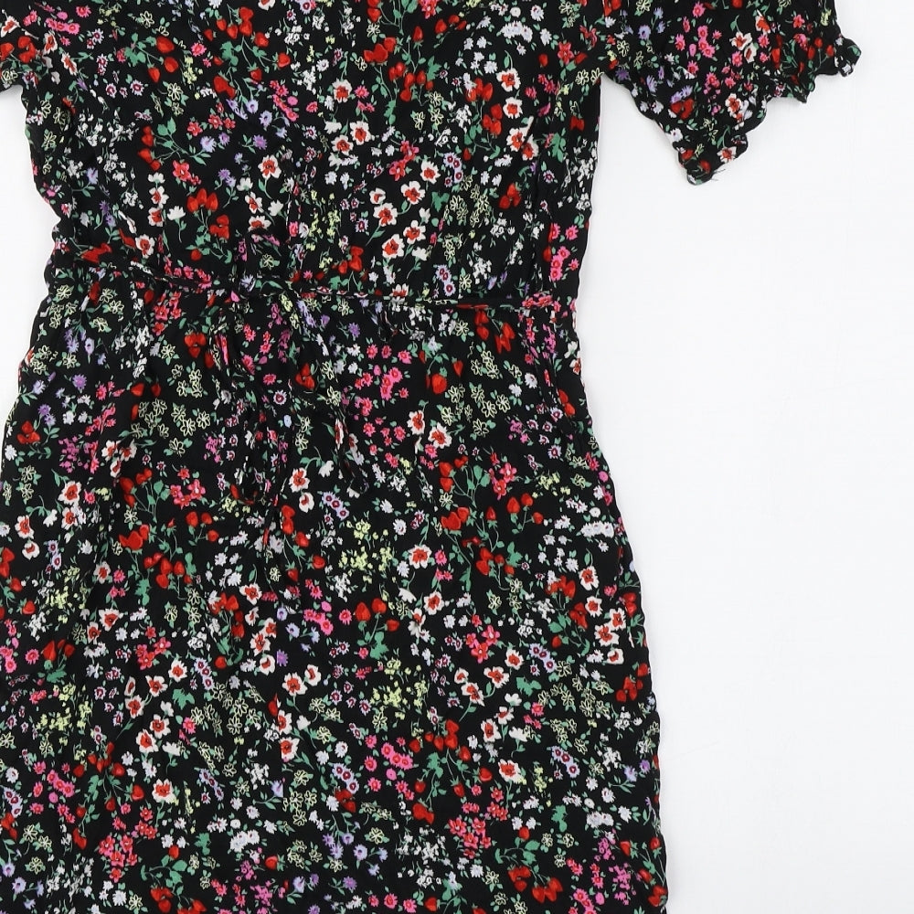 New Look Womens Multicoloured Floral Viscose Sheath  Size 8  Round Neck Button