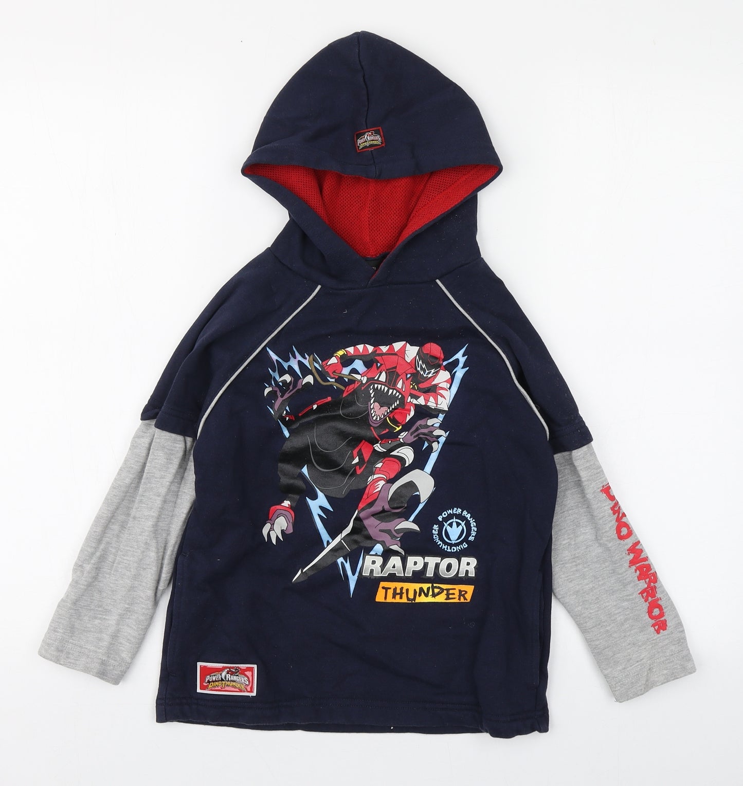 BHS Boys Blue  Cotton Pullover Hoodie Size 7 Years  Pullover - Power Rangers