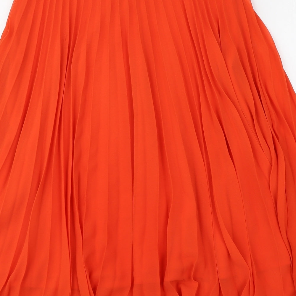 New Look Womens Orange  Polyester Peasant Skirt Size 8   Zip