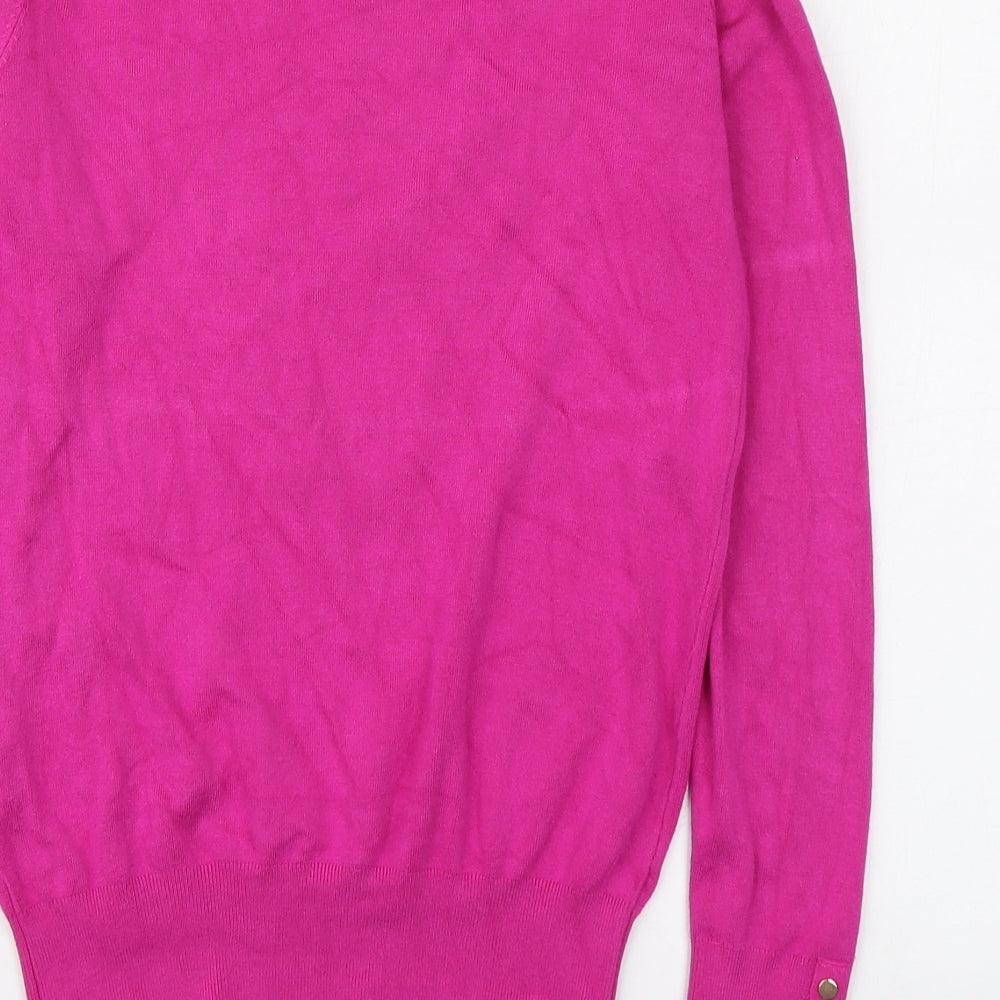 Zara Womens Pink Round Neck  Viscose Pullover Jumper Size S