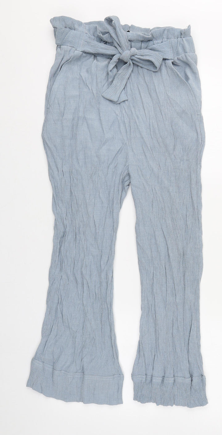 New Look Womens Blue Polyester Trousers Size 8 L22 in Regular