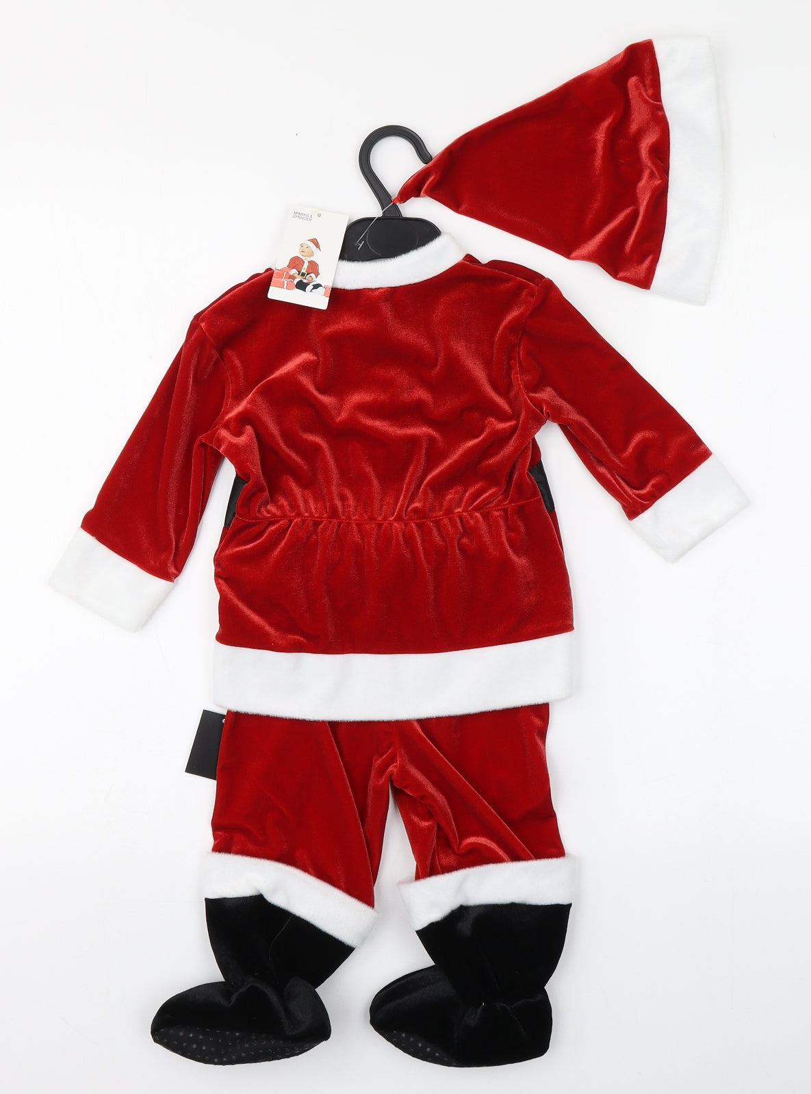 Marks and Spencer Baby Red  Polyester Trousers Outfit/Set Size 12-18 Months  Hook & Loop - Christmas Santa