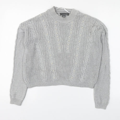 Primark Womens Grey Round Neck  Cotton Pullover Jumper Size S