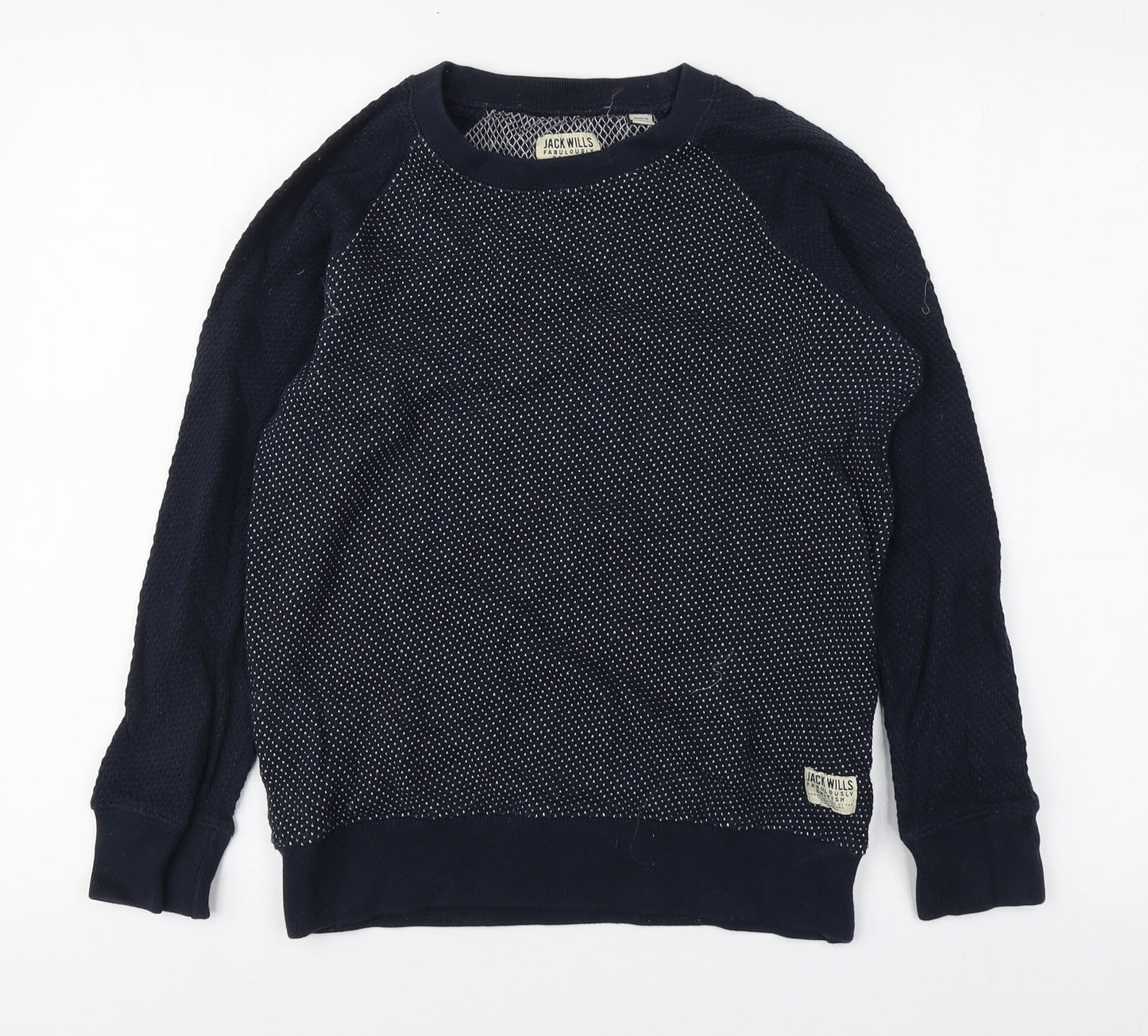 Jack Wills Womens Blue Round Neck  Cotton Pullover Jumper Size 10