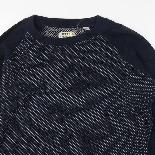 Jack Wills Womens Blue Round Neck  Cotton Pullover Jumper Size 10
