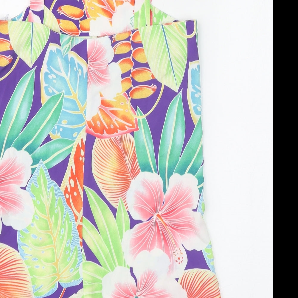 Dancing Leopard Womens Multicoloured Floral Polyester Playsuit One-Piece Size 8  Zip