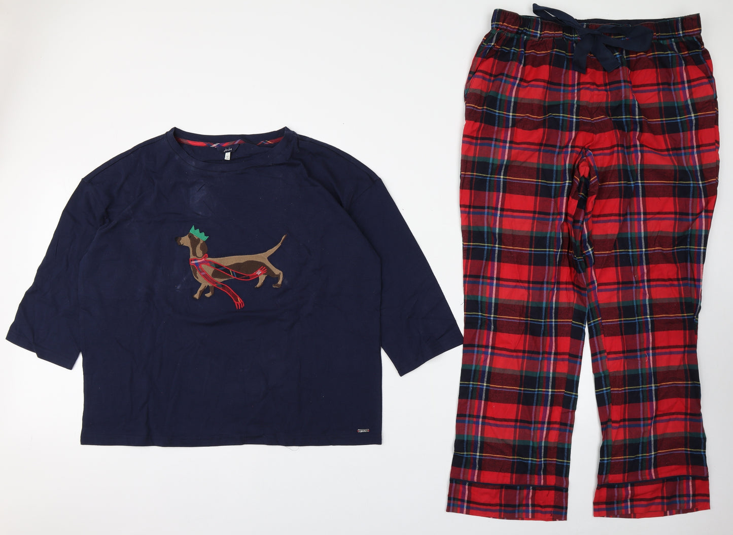 Joules Mens Blue Plaid 100% Cotton  Pyjama Set Size L  Pullover