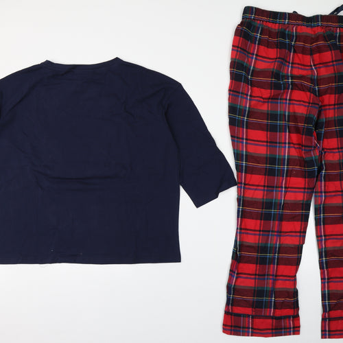 Joules Mens Blue Plaid 100% Cotton  Pyjama Set Size L  Pullover