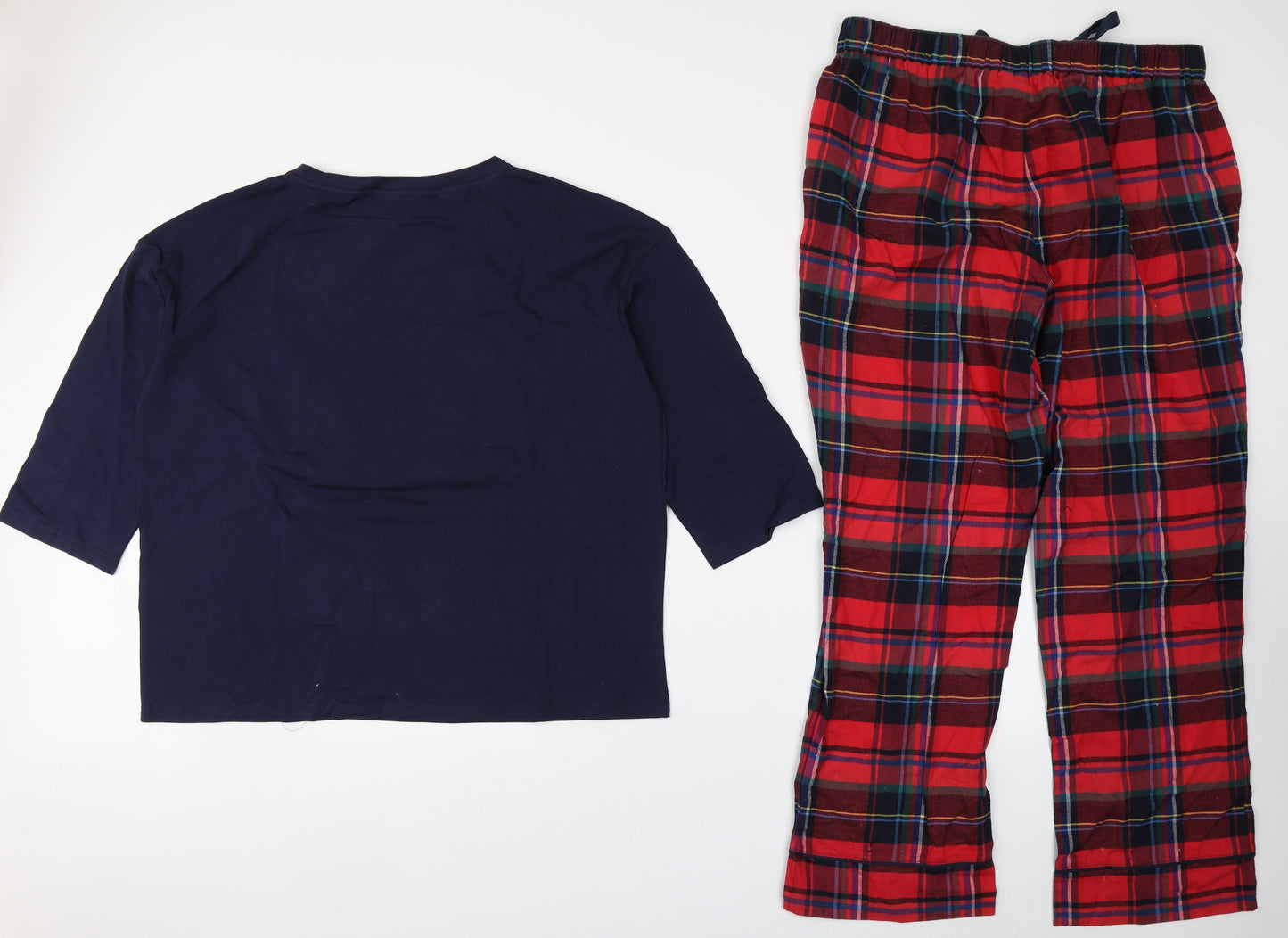 Joules Mens Blue Plaid 100% Cotton  Pyjama Set Size L  Pullover