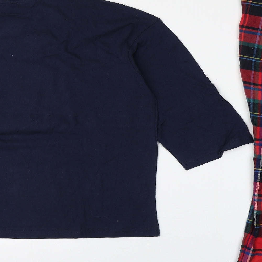 Joules Mens Blue Plaid 100% Cotton  Pyjama Set Size L  Pullover
