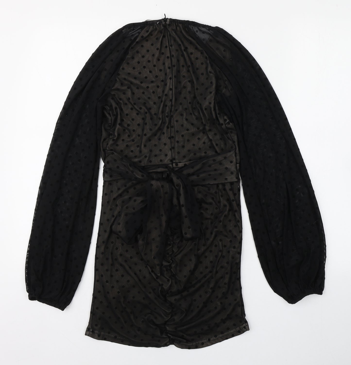 Saint Genies Womens Black  Polyester Bodycon  Size 10  V-Neck Zip