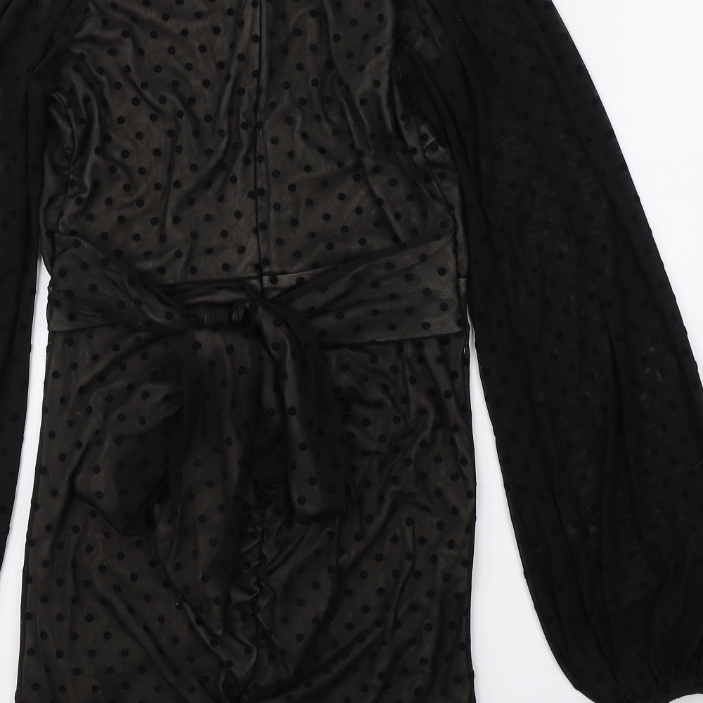 Saint Genies Womens Black  Polyester Bodycon  Size 10  V-Neck Zip