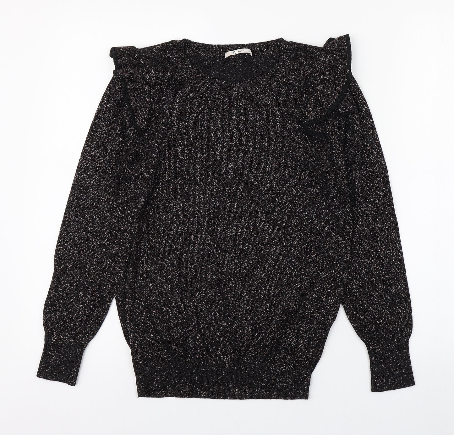 TU Womens Black High Neck  Viscose Pullover Jumper Size 12