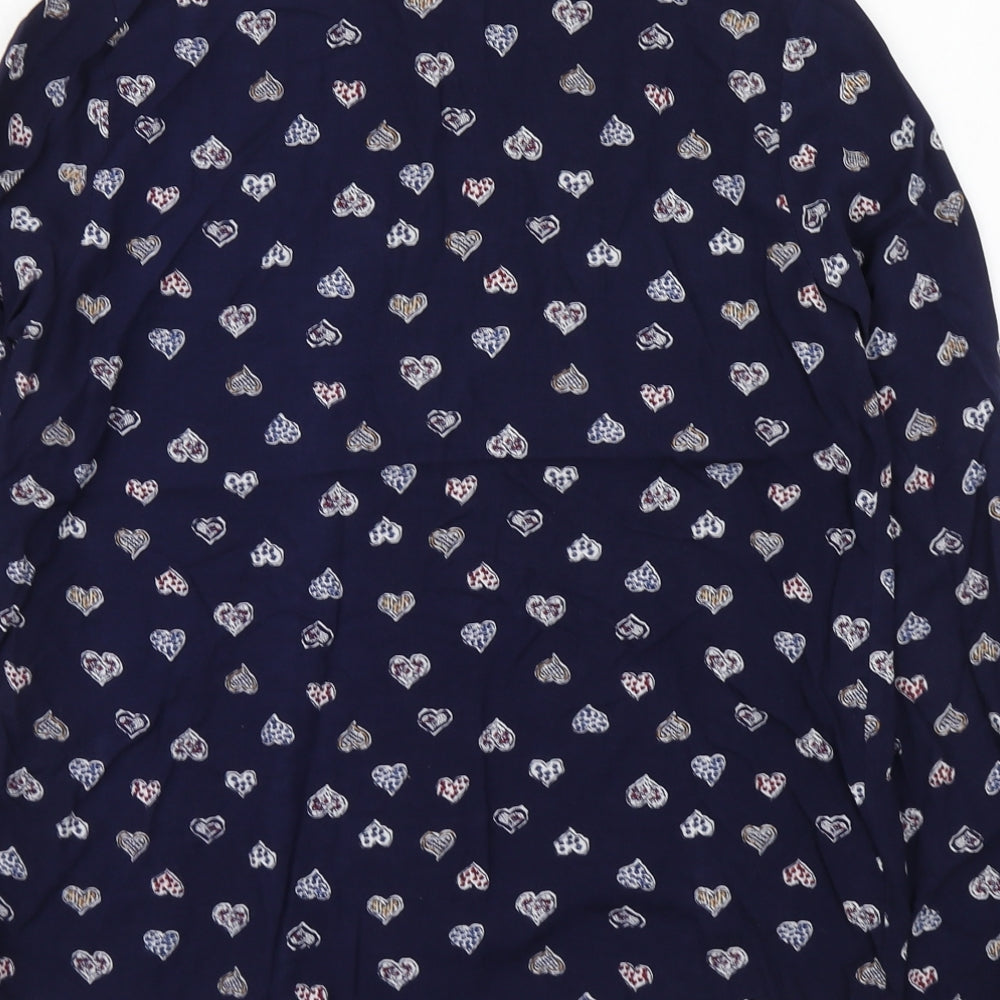 Primark Womens Blue Geometric Viscose Basic Blouse Size 8 Collared