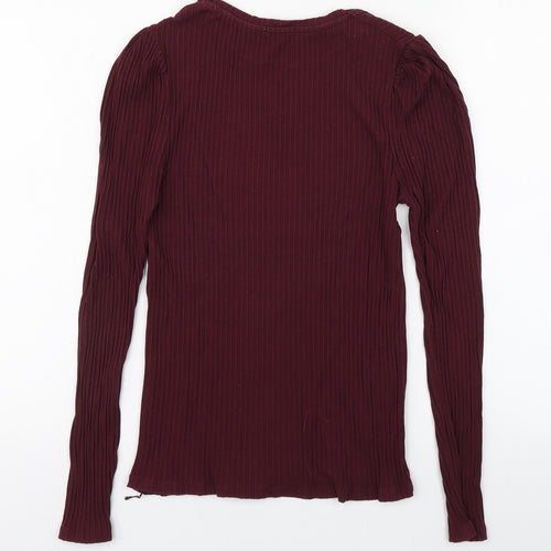 Stradivarius Womens Purple  Polyester Basic T-Shirt Size L Round Neck