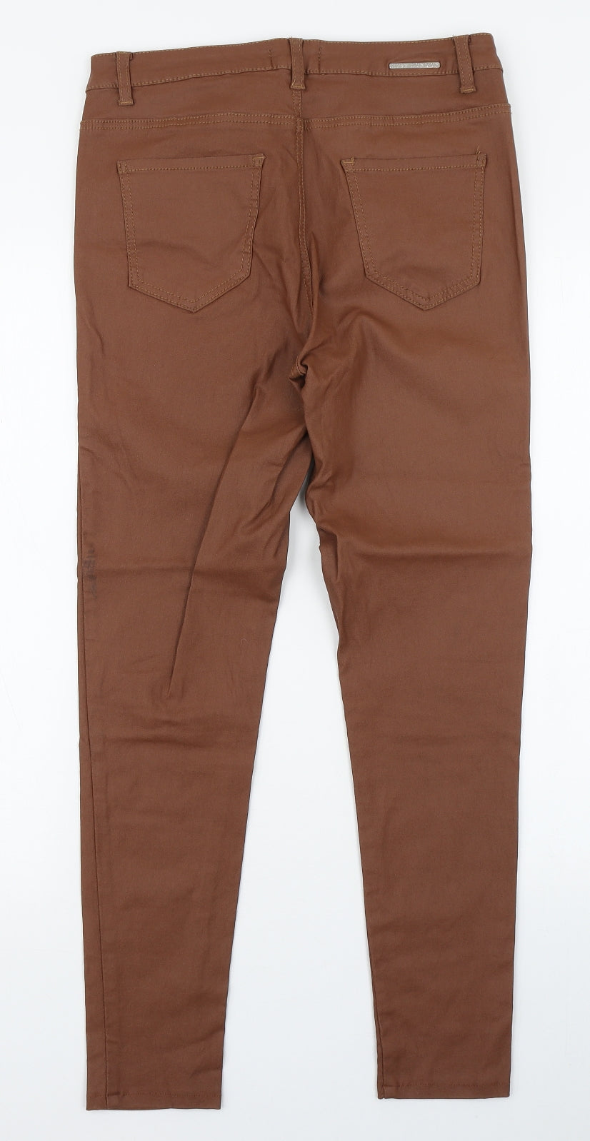 Lipsy Womens Brown  Viscose Skinny Jeans Size 12 L27 in Regular Zip