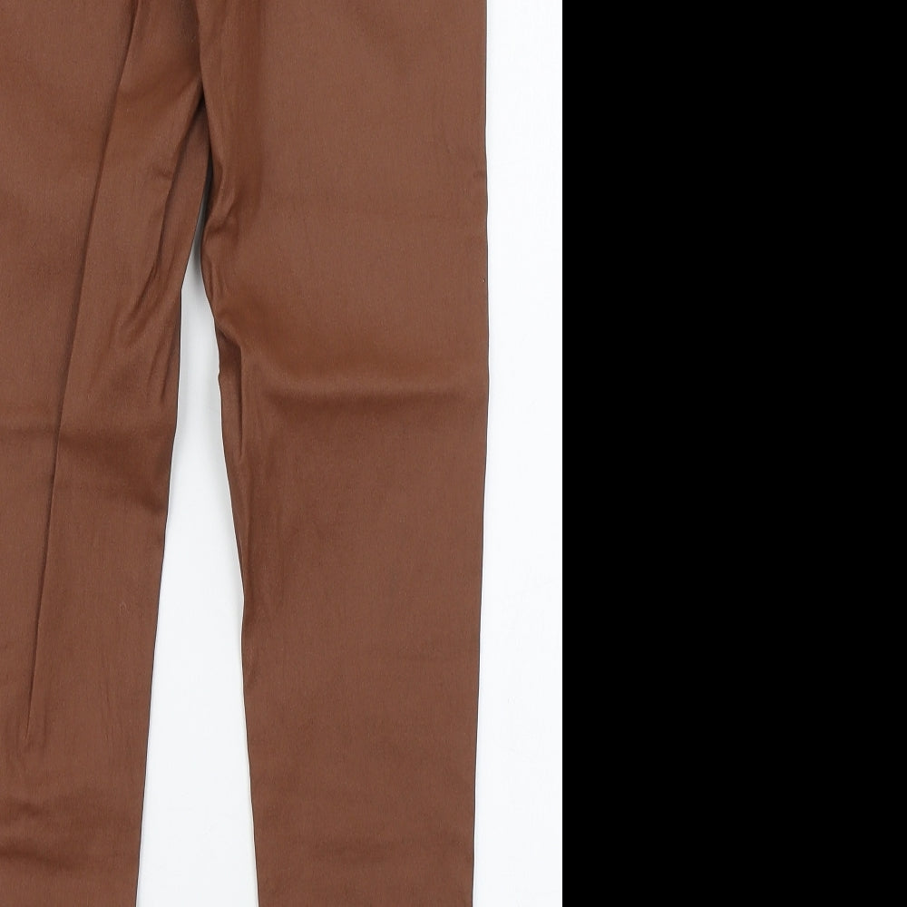 Lipsy Womens Brown  Viscose Skinny Jeans Size 12 L27 in Regular Zip