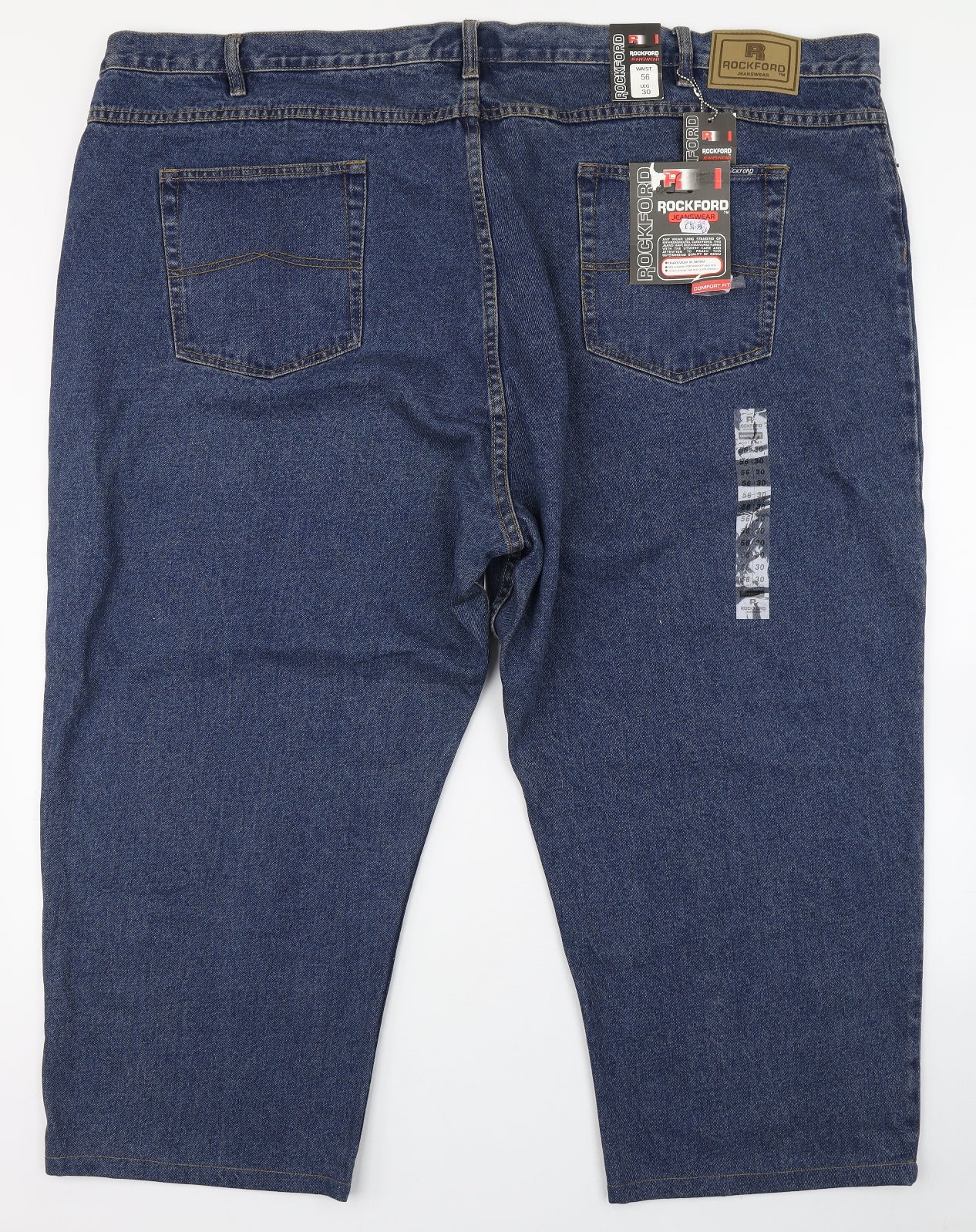 Rockford Mens Blue  Cotton Straight Jeans Size 56 in L30 in Regular Zip