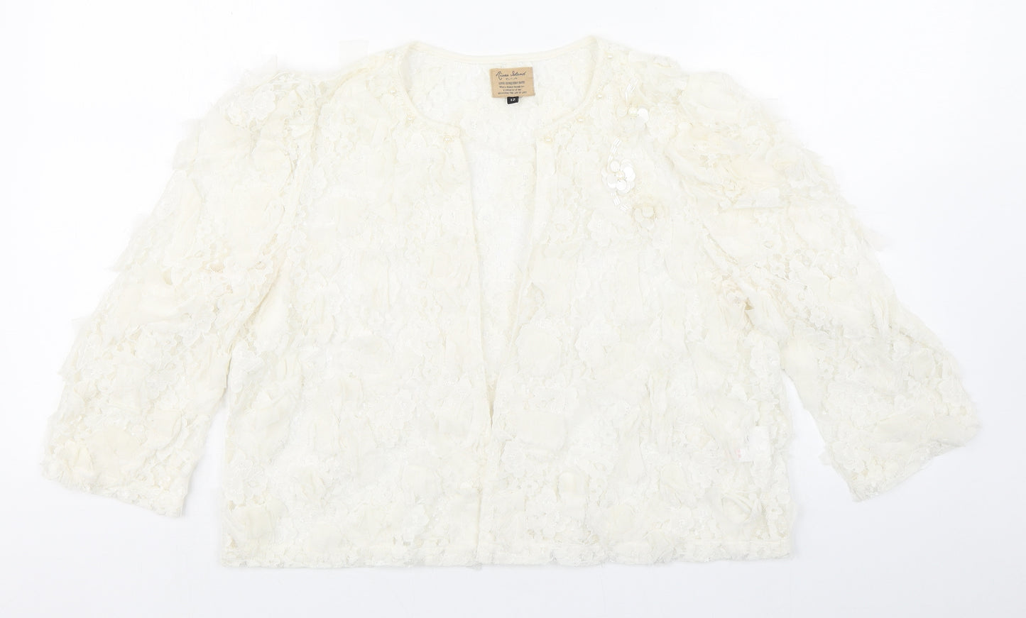 River Island Womens White V-Neck  Nylon Cardigan Jumper Size 12