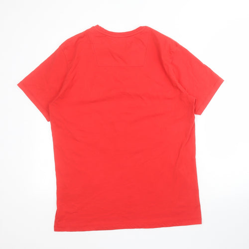 Matalan Mens Red  Cotton  T-Shirt Size L Crew Neck  - Christmas
