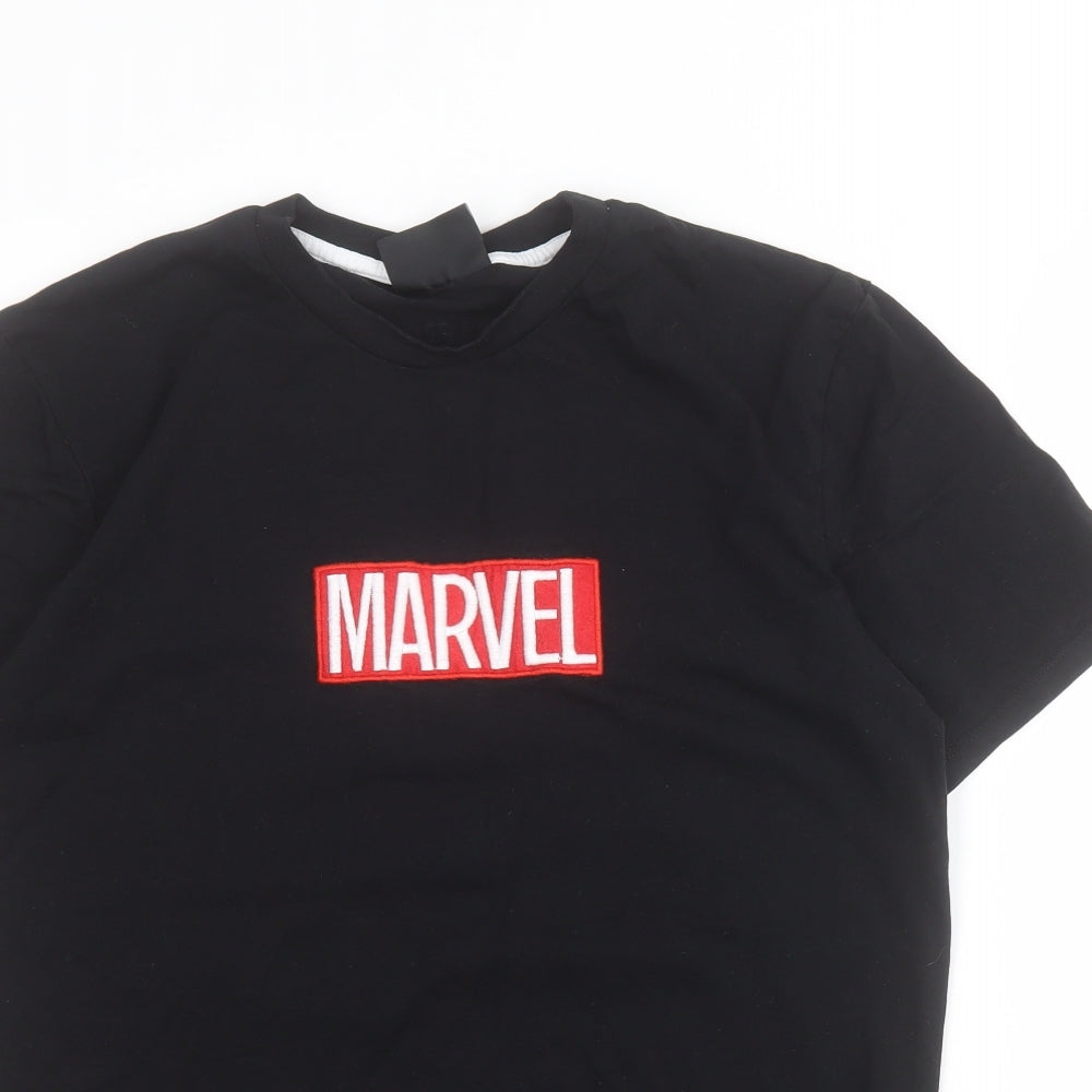 Primark Mens Black  Cotton  T-Shirt Size L Crew Neck  - Iron Man