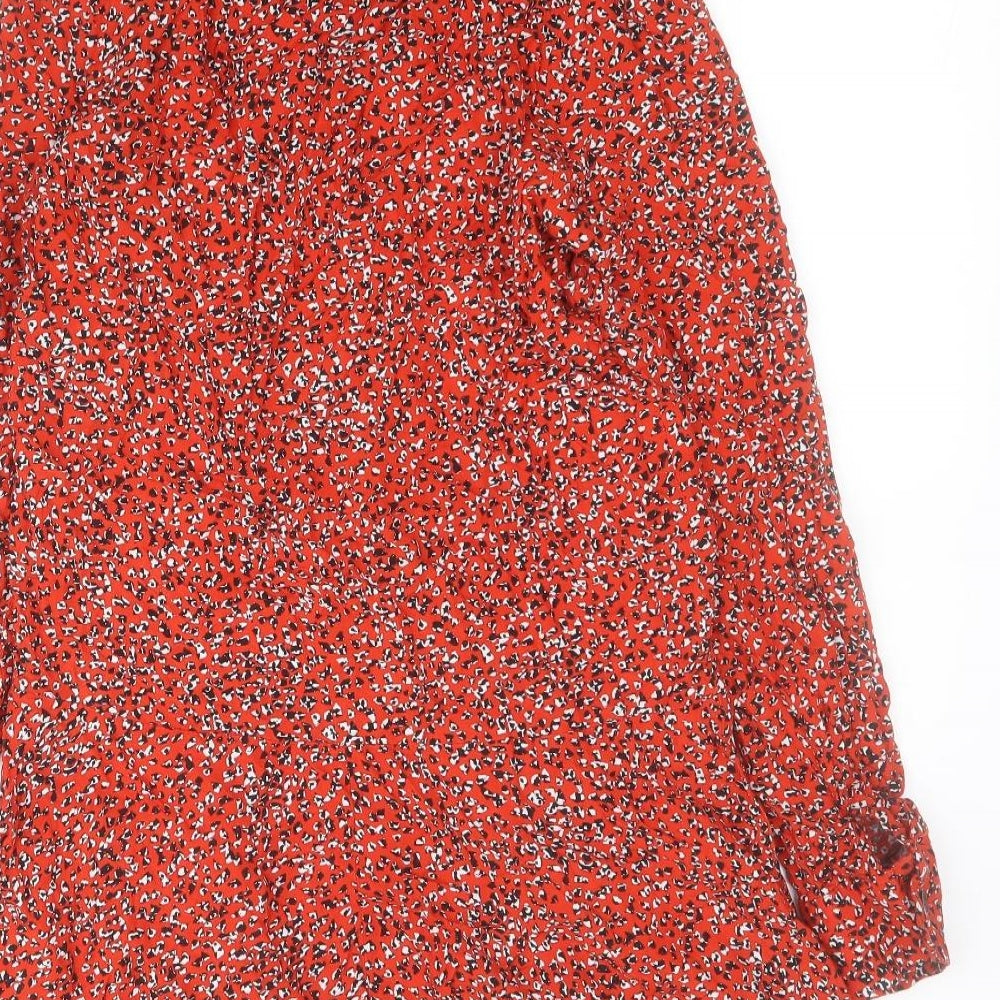 Primark Womens Red Floral Viscose Shirt Dress  Size 8  Collared Button