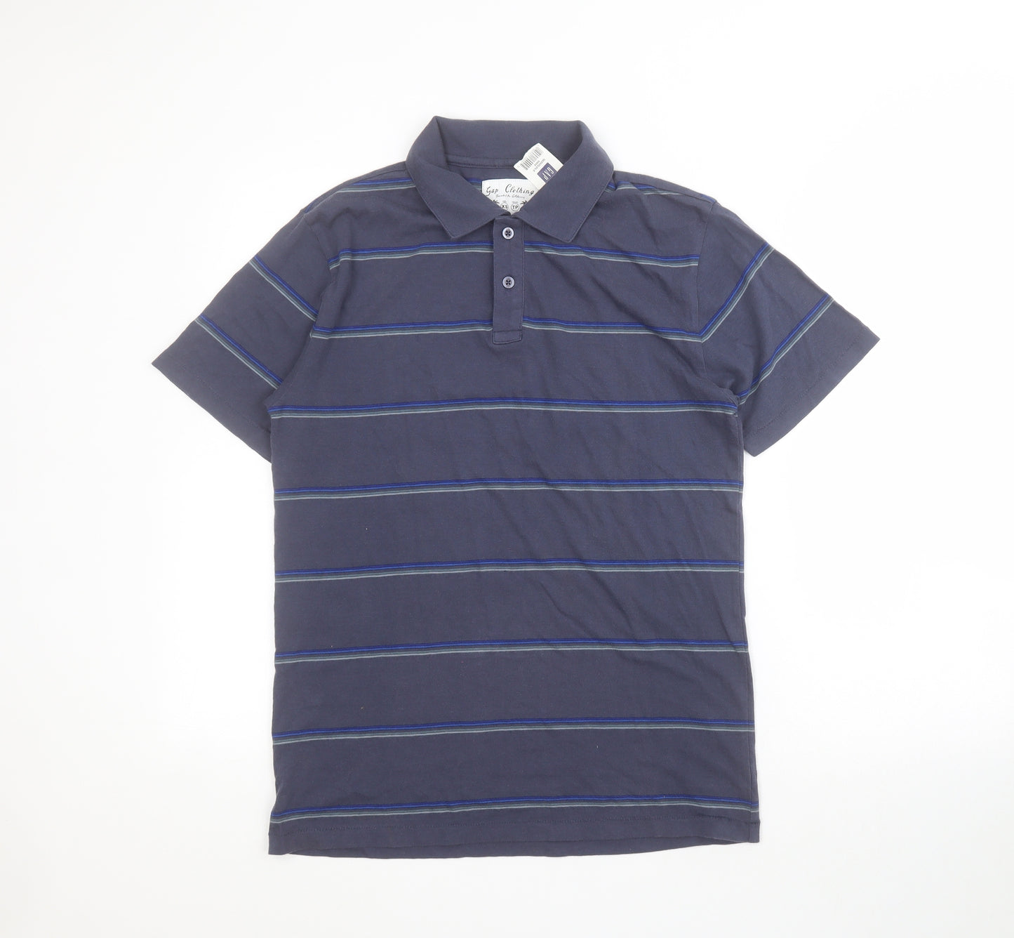 Gap Mens Blue Striped 100% Cotton  Polo Size XS Collared Button