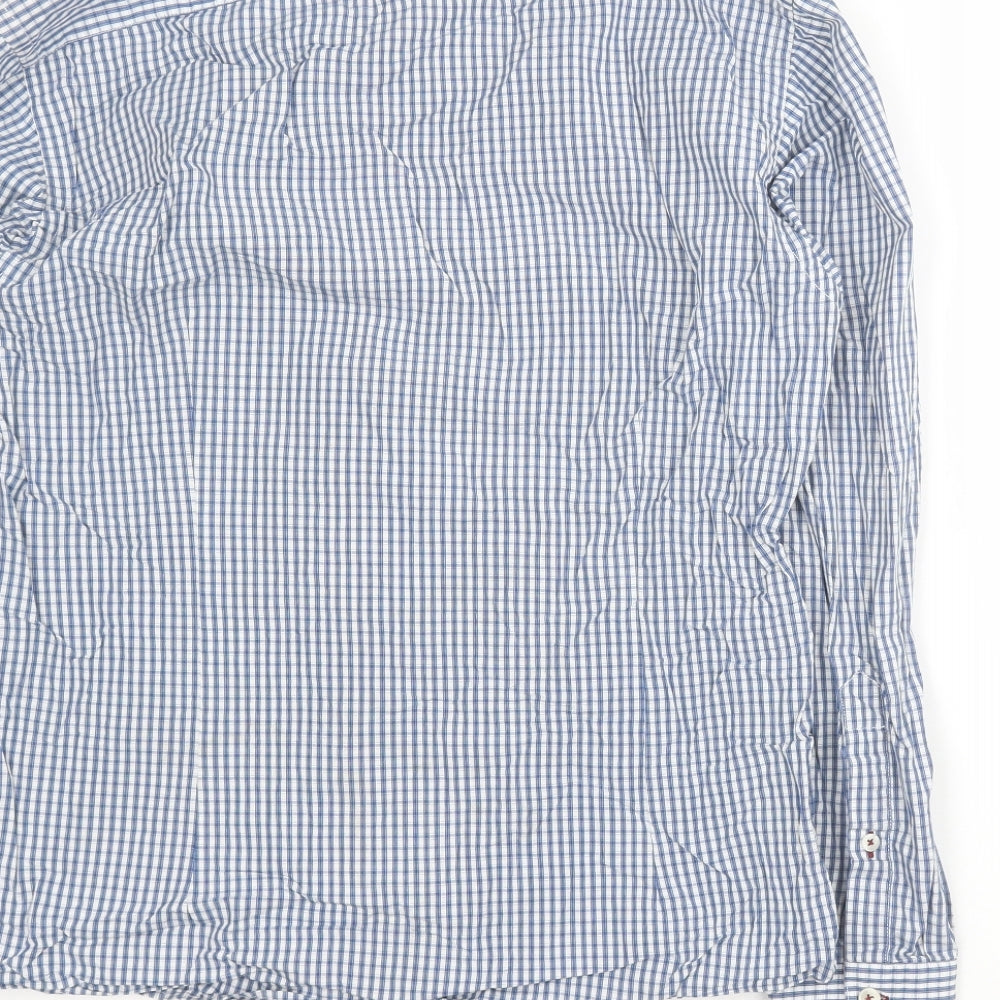 REMUS Mens Blue Plaid Cotton  Button-Up Size M Collared Button