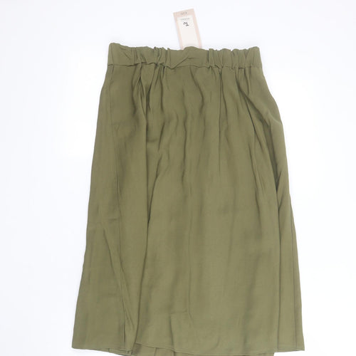 TU Womens Green  Viscose Pleated Skirt Size 10   Button