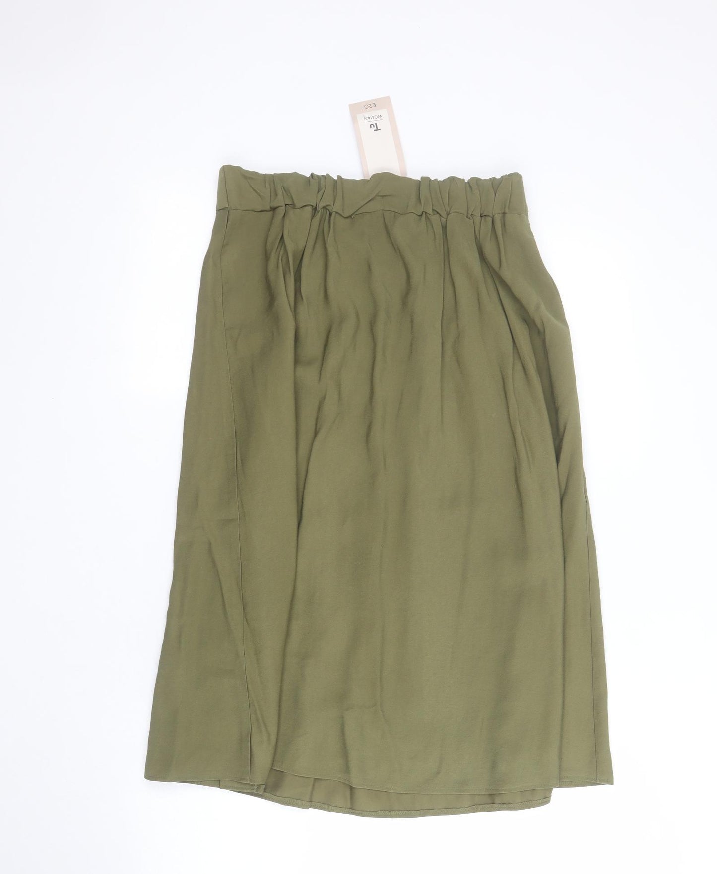 TU Womens Green  Viscose Pleated Skirt Size 10   Button