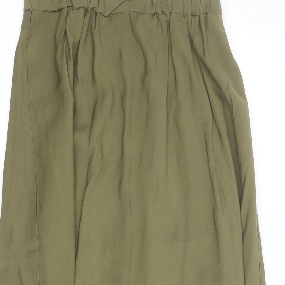 TU Womens Green  Viscose Pleated Skirt Size 10   Button