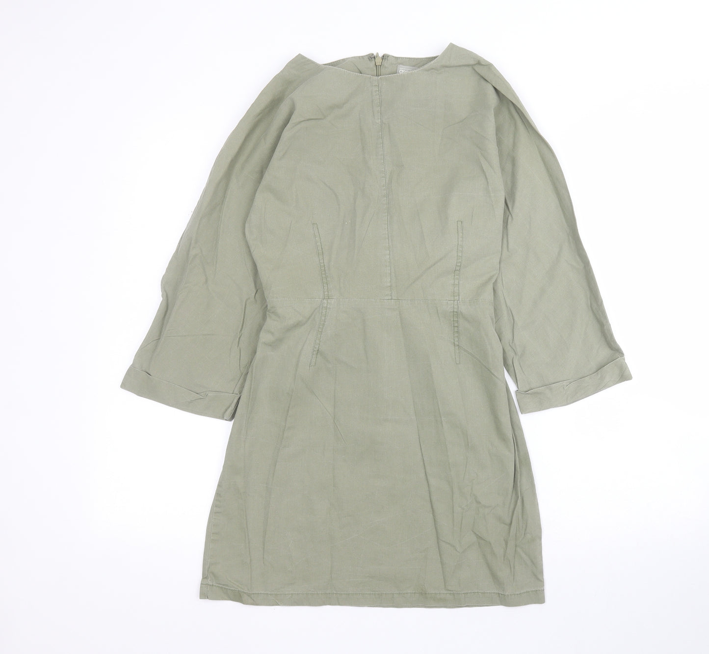 ASOS Womens Green  100% Cotton A-Line  Size 6  Round Neck Zip