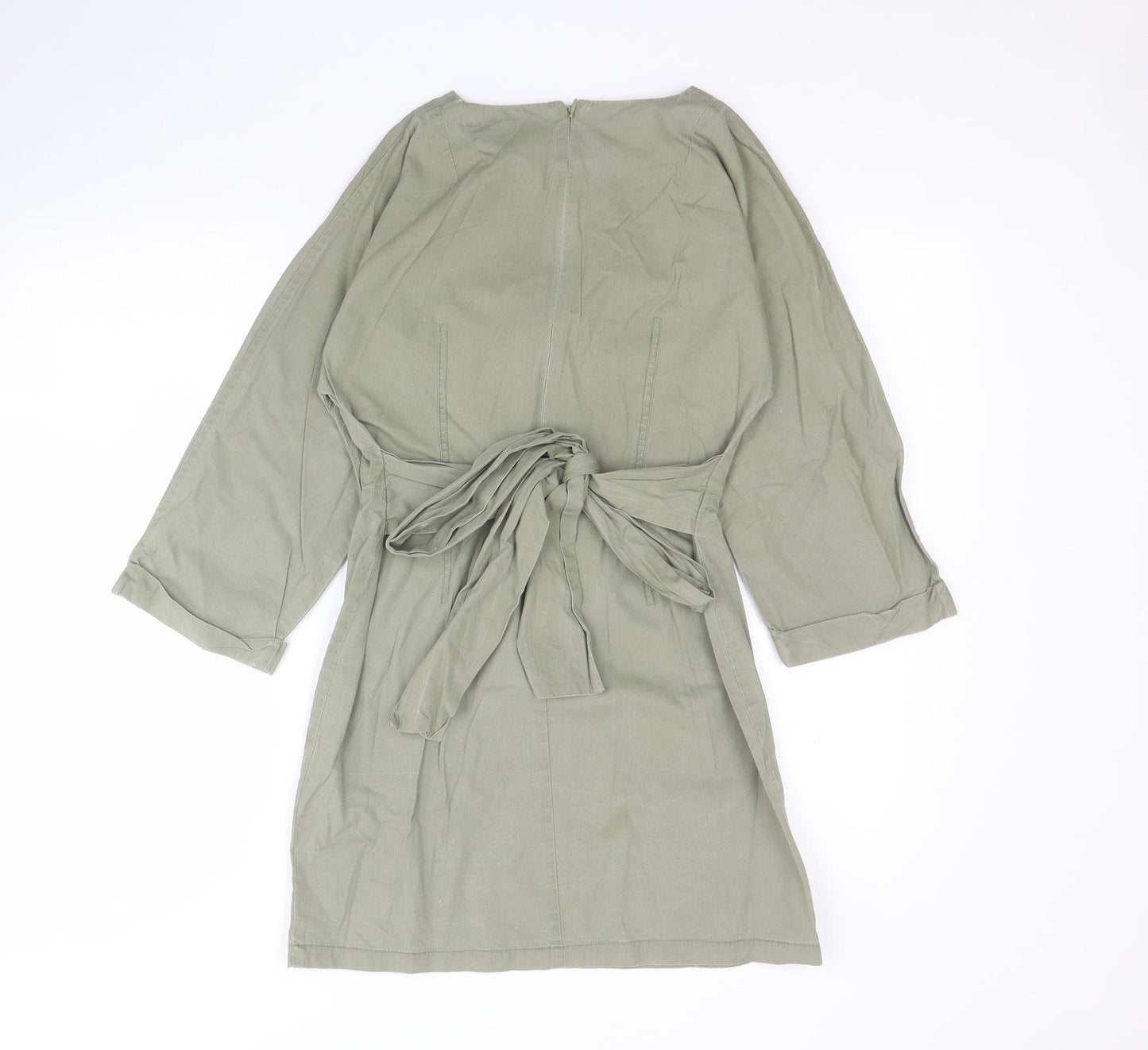 ASOS Womens Green  100% Cotton A-Line  Size 6  Round Neck Zip