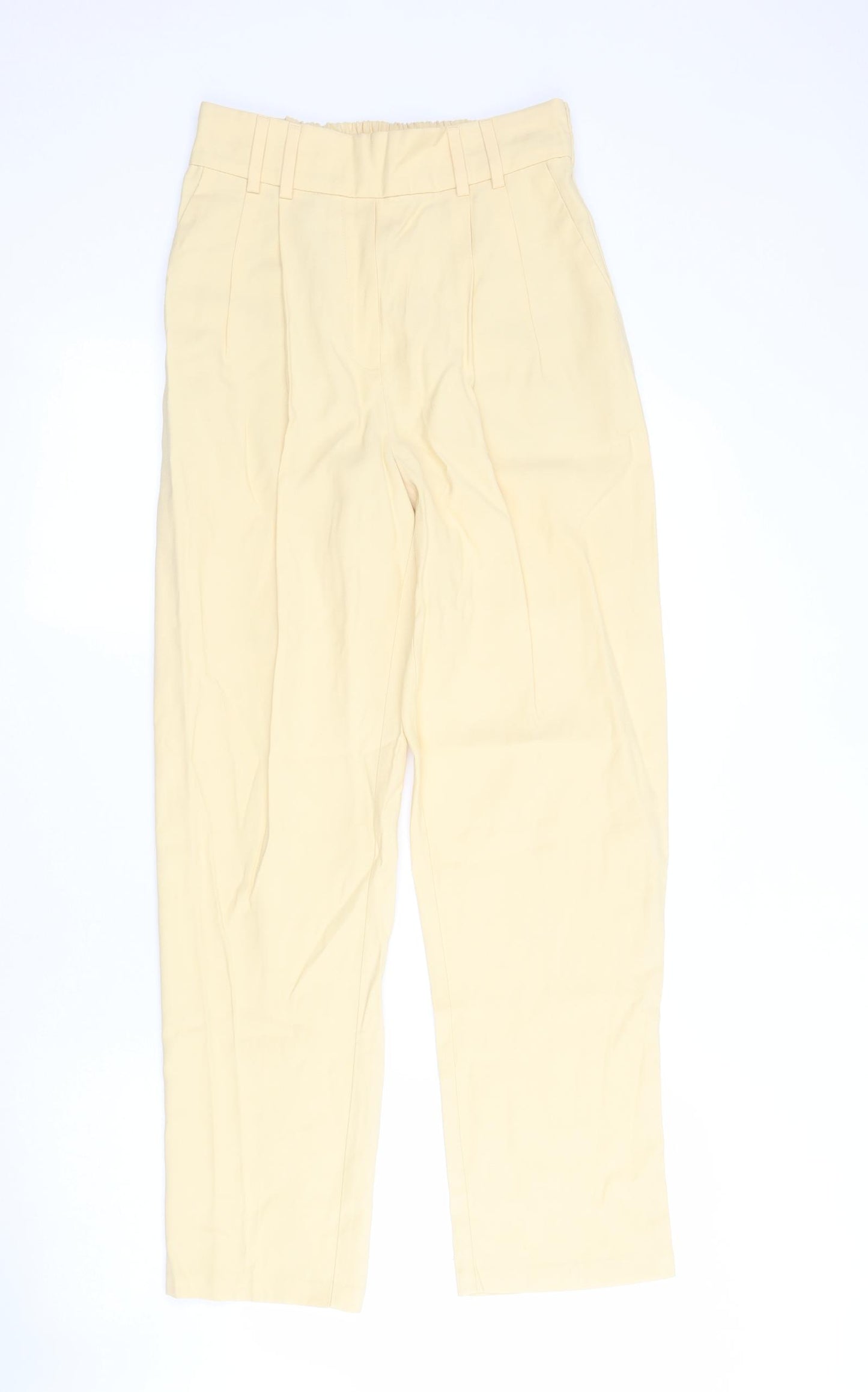 Primark Womens Yellow  Viscose Carrot Trousers Size 6 L28 in Regular