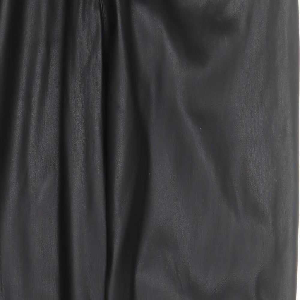 Very Womens Black  Polyester Jogger Trousers Size 12 L28 in Regular Drawstring - Faux leather