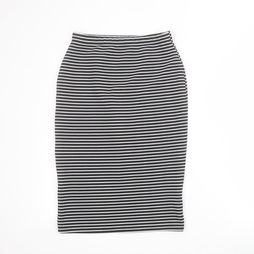 Primark Womens Black Striped Polyester Straight & Pencil Skirt Size 8
