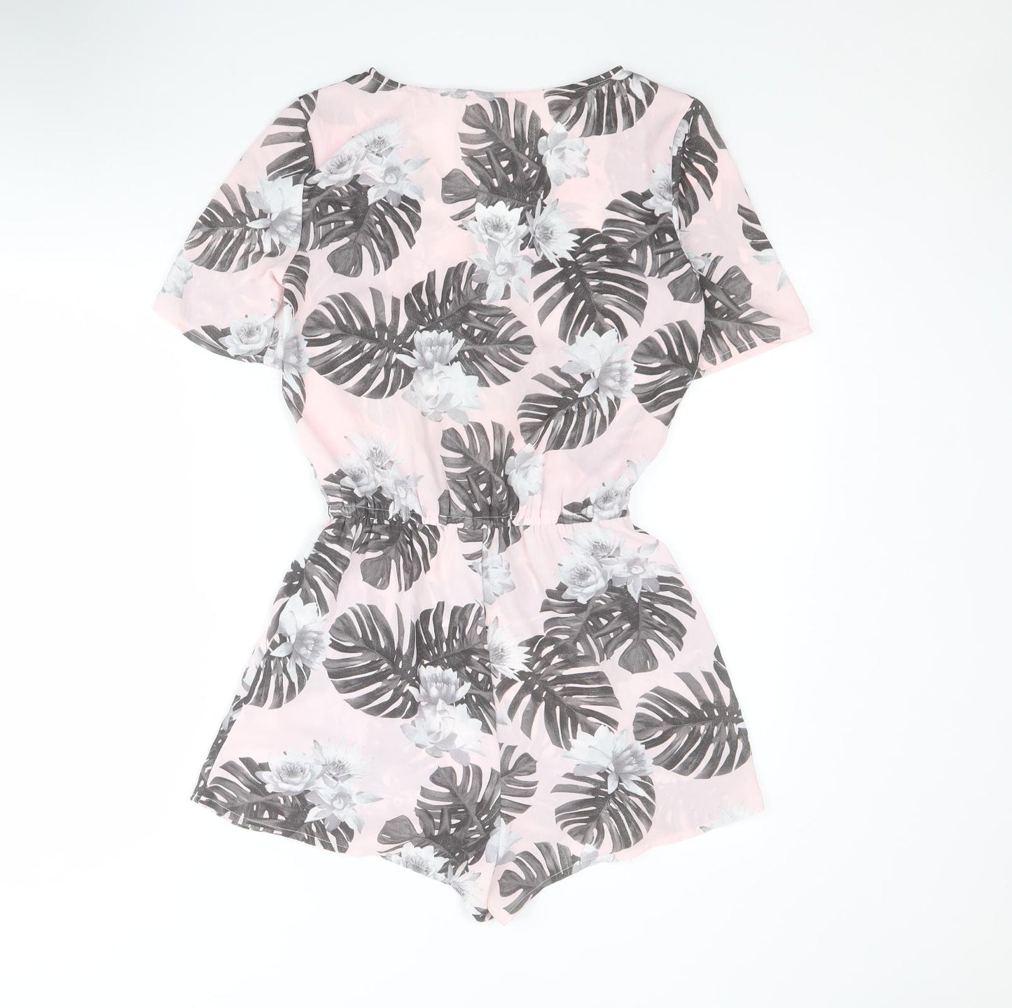 H&M Womens Pink Floral 100% Polyester Playsuit One-Piece Size 10 L4 in Pullover