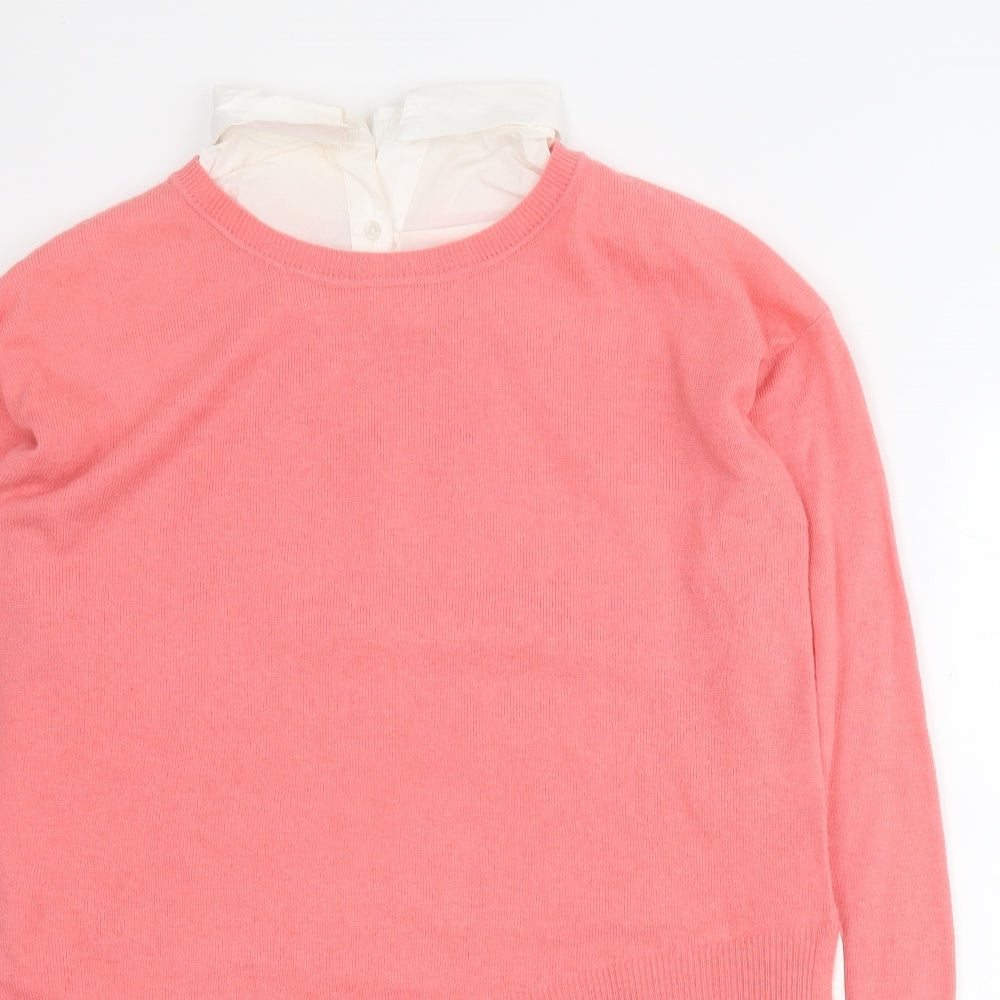NEXT Womens Pink Collared  Acrylic Pullover Jumper Size S