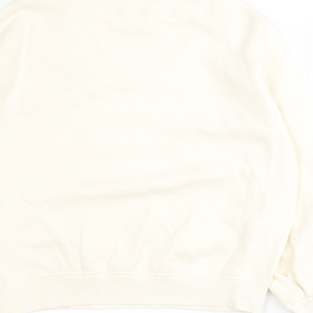 F&F Womens White  Cotton Pullover Sweatshirt Size 12  Pullover