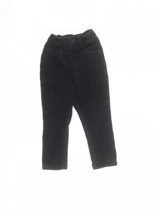 Front view of George Baby Black Polyester Cropped Jeans, size 18-24, Months Snap