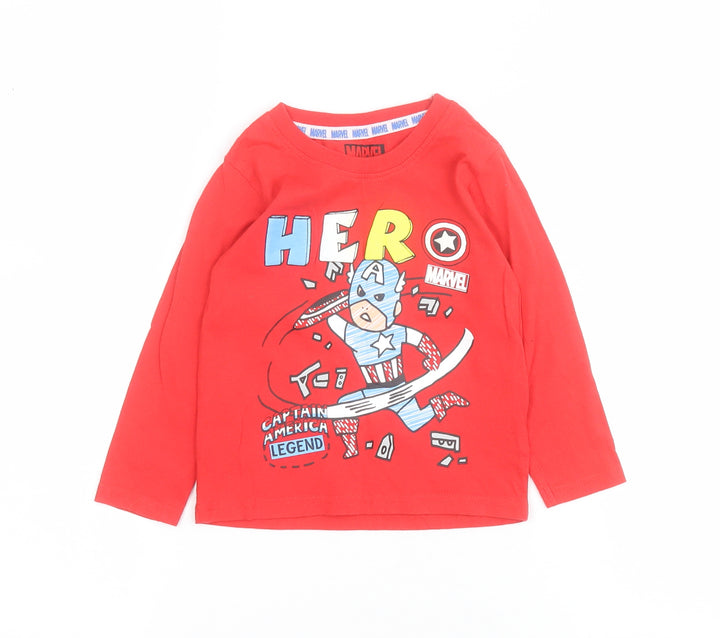 Primark  Red  100% Cotton Pullover T-Shirt Size 12-18 Months Crew Neck Pullover - Marvel