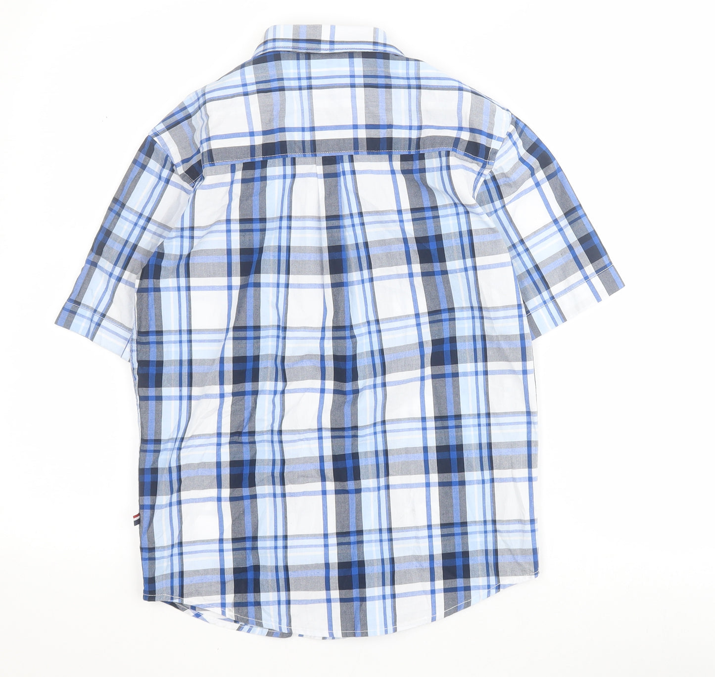 US Polo Assn Boys Blue Plaid 100% Cotton Basic Button-Up Size 10-11 Years Collared Button