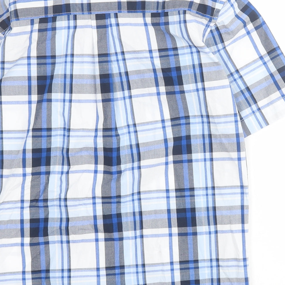 US Polo Assn Boys Blue Plaid 100% Cotton Basic Button-Up Size 10-11 Years Collared Button
