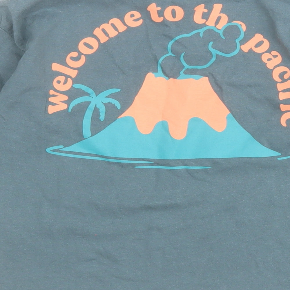Zara Boys Blue  100% Cotton Pullover T-Shirt Size 4-5 Years Crew Neck Pullover - Slogan