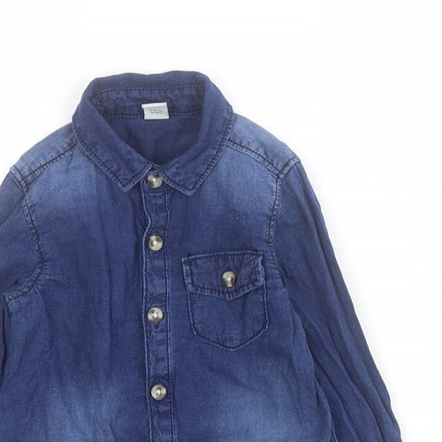 TU Baby Blue  100% Cotton Basic Button-Up Size 12-18 Months Collared Button