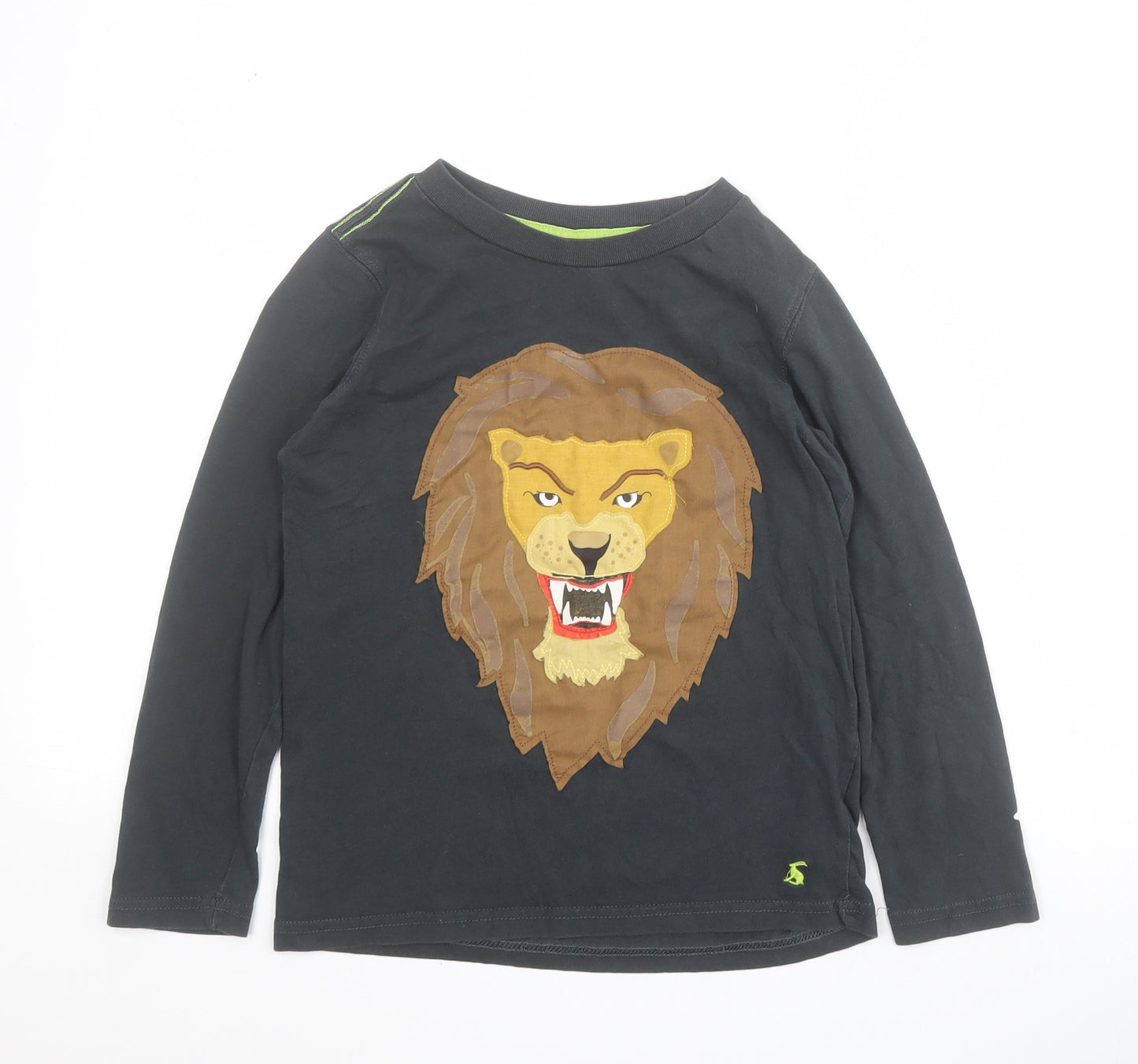 Joules Boys Grey  100% Cotton Pullover T-Shirt Size 7-8 Years Crew Neck Pullover - Lion