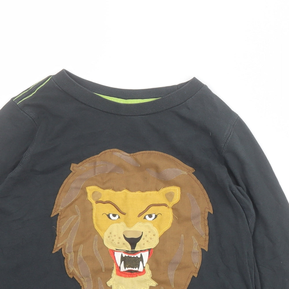 Joules Boys Grey  100% Cotton Pullover T-Shirt Size 7-8 Years Crew Neck Pullover - Lion