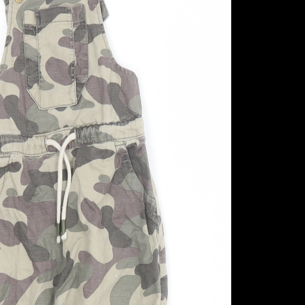 NEXT Baby Green Camouflage Linen Dungaree One-Piece Size 12-18 Months  Button