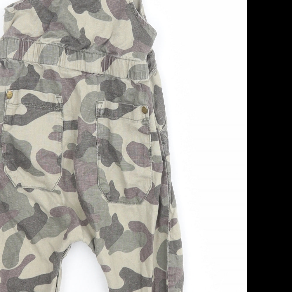 NEXT Baby Green Camouflage Linen Dungaree One-Piece Size 12-18 Months  Button