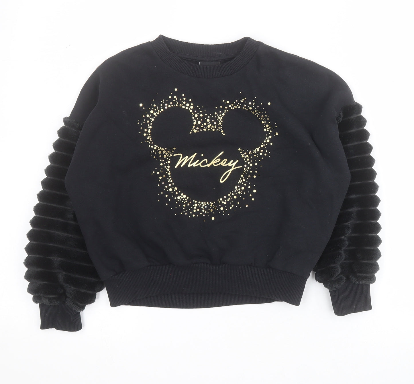 F&F Girls Black  Cotton Pullover Sweatshirt Size 6-7 Years  Pullover - Mickey Mouse